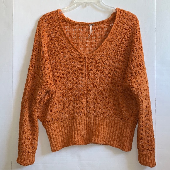 Free People Knitted Sweater Orange XS - Picture 1 of 10